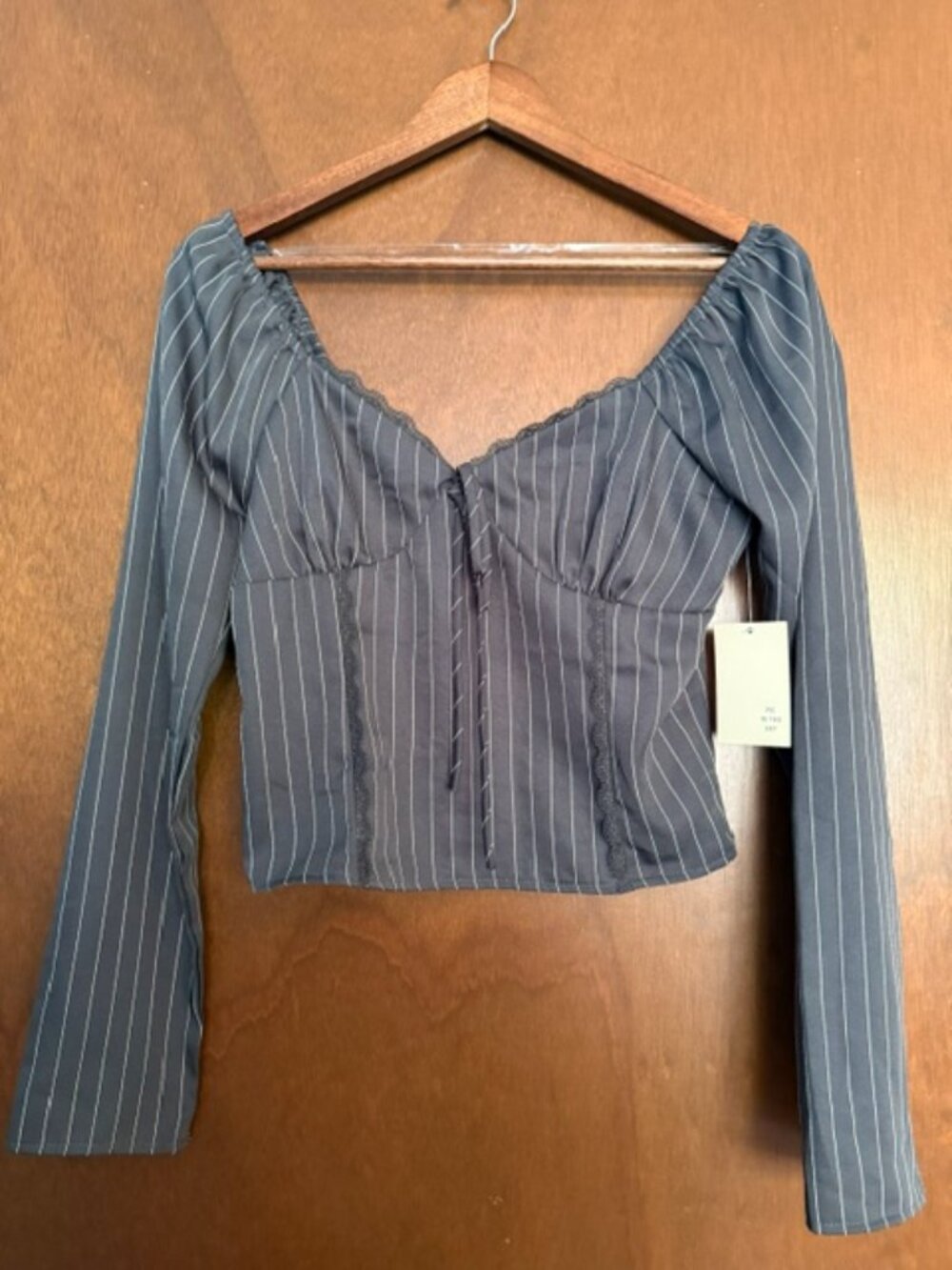 Pie in the Sky Cropped Long Sleeve Smocked Back Top